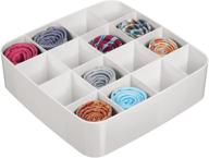 mdesign plastic closet accessory drawer organizer - store belts, ties, socks, watches & more - 16 sections - light gray logo