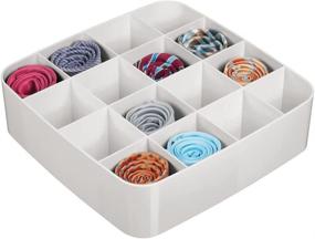 img 4 attached to MDesign Plastic Closet Accessory Drawer Organizer - Store Belts, Ties, Socks, Watches & More - 16 Sections - Light Gray