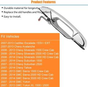 img 2 attached to Замена внешней дверной ручки передней левой стороны для Chevy Silverado 1500, 2500, Avalanche, Suburban, Tahoe, Cadillac Escalade, GMC Sierra, Yukon XL 2007-2013 годов выпуска - отделка хромом (часть № 80546)