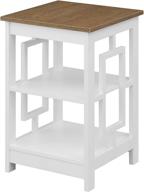 🌆 convenience concepts town square end table: stylish driftwood/white with shelves logo