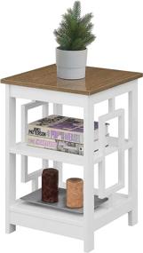img 2 attached to 🌆 Convenience Concepts Town Square End Table: Stylish Driftwood/White with Shelves