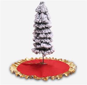 img 1 attached to Red Christmas Tree Skirt with Gold Edge: Non-Woven Fabric Xmas Decoration