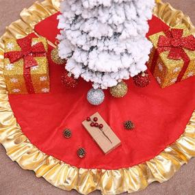 img 2 attached to Red Christmas Tree Skirt with Gold Edge: Non-Woven Fabric Xmas Decoration