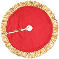 red christmas tree skirt with gold edge: non-woven fabric xmas decoration logo