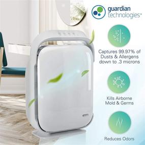 img 2 attached to Germ Guardian AC9200W: Высокая площадь True HEPA Очиститель воздуха для больших помещений, уничтожает микробы, плесень и запахи, фильтрует аллергены и шерсть домашних животных, ультрафиолетовый санитайзер, ионизатор.