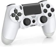 🎮 ps4 controller, wireless bluetooth gamepad joystick remote controller for ps4/pro/slim with motion motors and audio function non-oem, (glacier white) логотип