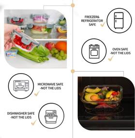 img 2 attached to 🍱 Bayco 24-Piece Glass Food Storage Containers: Airtight Lunch Bento Boxes, BPA-Free & Leakproof, with Lids (12 Containers &12 Lids) - Grey