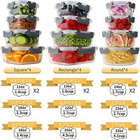 img 3 attached to 🍱 Bayco 24-Piece Glass Food Storage Containers: Airtight Lunch Bento Boxes, BPA-Free & Leakproof, with Lids (12 Containers &12 Lids) - Grey