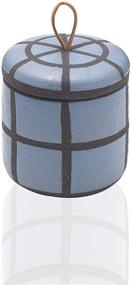 img 2 attached to 🏺 Add a Touch of Elegance with Scott Living Oasis Blue Ceramic Geometric Vase - 4 Inch with Lid