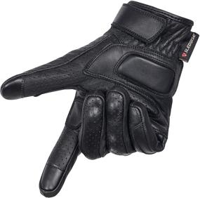 img 1 attached to 🧤 Men's Full Finger Motorcycle Gloves - Mobile-Friendly Cowhide Leather Gloves for Motorbike, ATV, Camping, Climbing, Hiking, Work, and Outdoor Sports