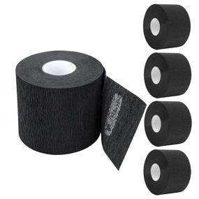 img 4 attached to Barber Neck Strips 5 Rolls: Stretchy Disposable Hair Edge Paper for Salon Haircuts - 500 Strips (Black)