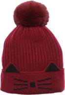 mirmaru kids soft knitted beanie hats with faux fur pom pom and sherpa lining - warm and cute hats for girls & boys ages 3-6 in winter logo