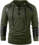 stylish steampunk lace-up hooded gothic shirt for men - long sleeve pullover sweatshirt with tee top design логотип