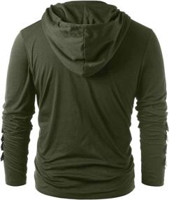 img 2 attached to Stylish Steampunk Lace-Up Hooded Gothic Shirt for Men - Long Sleeve Pullover Sweatshirt with Tee Top Design