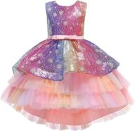 💃 glamulice rainbow sequin tulle flower girl dress for wedding party, bridesmaid, birthday, pageant - ball gown logo