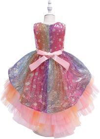 img 2 attached to 💃 Glamulice Rainbow Sequin Tulle Flower Girl Dress for Wedding Party, Bridesmaid, Birthday, Pageant - Ball Gown