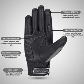 img 2 attached to 🧤 Oro Biker Motorcycle Gloves - Small Size, Black/Gray - Leather, Breathable Summer Mesh, Touch Screen - Ideal for Motorbike Powersports Racing, ATV, Riding Gloves