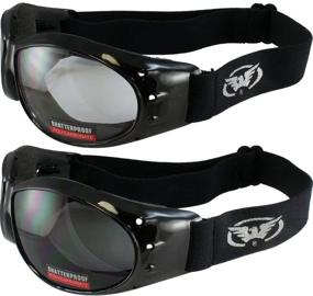 img 3 attached to 🏍️ Global Vision Eliminator Deluxe Red Baron Style Padded Anti-Fog Motorcycle Goggles - Black Frames with Clear and Smoke Lenses
