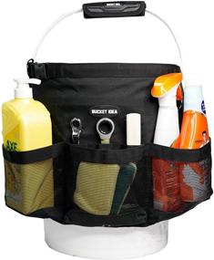 img 3 attached to Efficient Garden Cleaning Tool Organizer with Water-Resistant Mesh Pockets for Bucket Idea Bucket Wash - Suitable for 3.5 to 5 Gallon Buckets (Black)