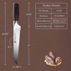 img 1 attached to TUO Serrated Bread Knife 8 inch - Premium Kitchen Bread Cutter Cake Slicing Knife - High Carbon German Stainless Steel - Comfortable Pakkawood Handle - Osprey Series with Gift Box