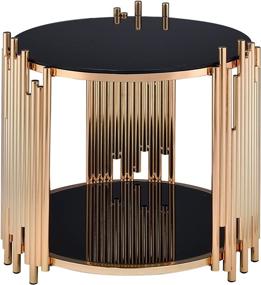 img 2 attached to 🪑 ACME Furniture Tanquin End Table with Black Glass Top and Gold Accents