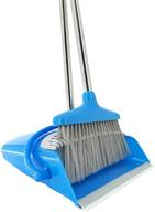 xifando extendable long handle broom and dustpan set: lightweight stainless combo for household indoor or outdoor use (blue) logo