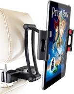 innovative car tablet headrest holder: adjustable mount for ipad pro/air/mini, samsung tablet, fire tablets, phones (5"-13") - black logo