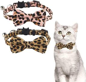 img 4 attached to QuTZ Breakaway Cat Collar with Bell and Bow Tie, 2 Pack Cat 🐱 Collars for Male and Female Cats - Adjustable Length, Cute Fabric and 10 Stylish Designs