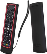 📺 sikai silicone case for lg smart tv remote akb75095307 akb75375604 akb75675304, shockproof protective cover for lg tv remote with remote loop - washable, skin-friendly, anti-lost sleeve (black-red) logo