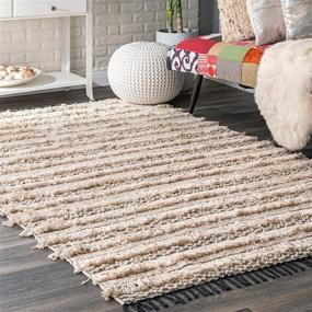 img 4 attached to 🏡 Ковер nuLOOM Emerita Tassel Shag - 3' x 5' - Бежевый: Роскошный комфорт для вашего пространства