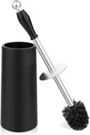 black toilet brush and holder set - stainless steel handle, durable bristles, deep cleaning, space-saving compact bathroom brush with good grip and anti-drip feature logo