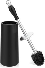 img 4 attached to Black Toilet Brush and Holder Set - Stainless Steel Handle, Durable Bristles, Deep Cleaning, Space-Saving Compact Bathroom Brush with Good Grip and Anti-Drip Feature