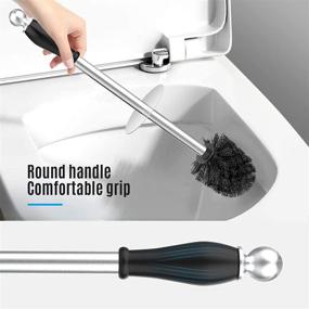 img 1 attached to Black Toilet Brush and Holder Set - Stainless Steel Handle, Durable Bristles, Deep Cleaning, Space-Saving Compact Bathroom Brush with Good Grip and Anti-Drip Feature