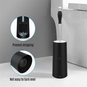 img 2 attached to Black Toilet Brush and Holder Set - Stainless Steel Handle, Durable Bristles, Deep Cleaning, Space-Saving Compact Bathroom Brush with Good Grip and Anti-Drip Feature