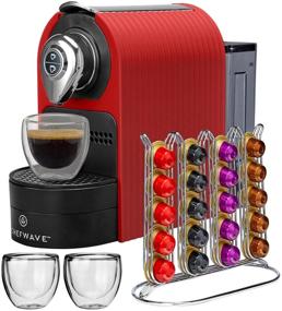 img 4 attached to ☕ ChefWave Mini Espresso Machine: Nespresso Capsules Compatible, Programmable, One-Touch, 20 Bar High Pressure Pump, Double-Wall Glass Cups - Red