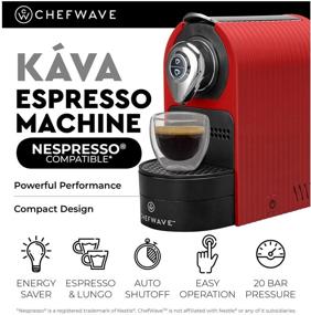 img 2 attached to ☕ ChefWave Mini Espresso Machine: Nespresso Capsules Compatible, Programmable, One-Touch, 20 Bar High Pressure Pump, Double-Wall Glass Cups - Red