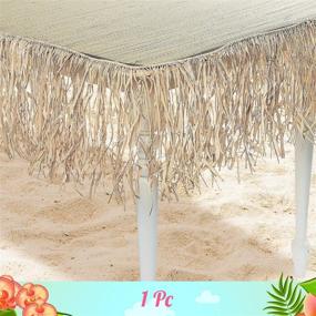 img 2 attached to 🌺 Tiki Luau Party Decor: 24 ft of Natural Raffia Beach Fringe for Tropical Vibes