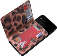 cheapsunday id card holder for back of phone leather phone wallet stick on with stand flip waterproof leather adhesive wallet for most cellphones (brown leopard) logo