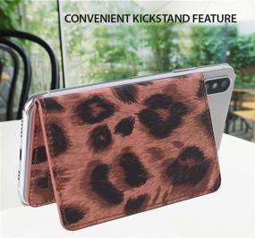 img 1 attached to CheapSunday ID Card Holder For Back Of Phone Leather Phone Wallet Stick On With Stand Flip Waterproof Leather Adhesive Wallet For Most Cellphones (Brown Leopard)