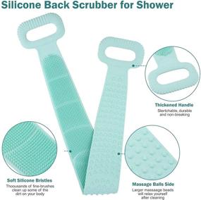 img 2 attached to 🛀 KSang Silicone Back Scrubber for Shower - Deep Cleaning Bath Body Brush for Men and Women, Dual Sided Back Brush Belt with Handle - Effectively Targets and Reduces Back Acne (35.43x3.35 inches)