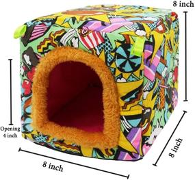 img 2 attached to Washable Warm Cartoon Bed Hideout House for Small Animals - Ideal for Hamsters, Hedgehogs, Guinea Pigs, Chinchillas, Ferrets, and More!