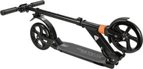 img 3 attached to 🛴 Movnon Kick Scooter for Adults & Teens: Foldable with Belt, Dual Suspension, Supports up to 220lbs, Black — Top-Notch Performance & Portability