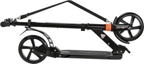 img 2 attached to 🛴 Movnon Kick Scooter for Adults & Teens: Foldable with Belt, Dual Suspension, Supports up to 220lbs, Black — Top-Notch Performance & Portability