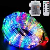 40ft battery powered led rope lights: 120 leds, remote control, 8 modes, color changing, waterproof strip fairy lights - perfect for garden, christmas, party decorations! логотип