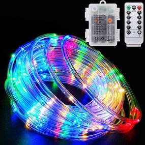 img 4 attached to 40Ft Battery Powered LED Rope Lights: 120 LEDs, Remote Control, 8 Modes, Color Changing, Waterproof Strip Fairy Lights - Perfect for Garden, Christmas, Party Decorations!