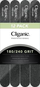 img 1 attached to 🔧 Professional 12-Pack Nail File Set: 180/240 Grit, Emery Boards for Natural, Gel & Acrylic Nails, Double-Sided, Washable Kit, Cliganic 90-Day Warranty