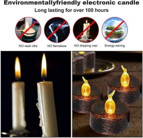 img 1 attached to 🕯️ JIAN YA NA 12pcs Tea Light Halloween Christmas Thanksgiving Flameless LED Candles 1.4 Inch Flickering Amber Festival Decor Battery Operated (Black) - Spooky and Festive LED Candle Set for Holiday Celebrations