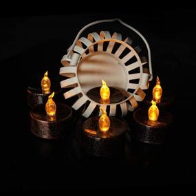 img 3 attached to 🕯️ JIAN YA NA 12pcs Tea Light Halloween Christmas Thanksgiving Flameless LED Candles 1.4 Inch Flickering Amber Festival Decor Battery Operated (Black) - Spooky and Festive LED Candle Set for Holiday Celebrations