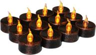 🕯️ jian ya na 12pcs tea light halloween christmas thanksgiving flameless led candles 1.4 inch flickering amber festival decor battery operated (black) - spooky and festive led candle set for holiday celebrations логотип