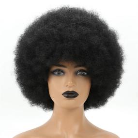 img 3 attached to 👩 Themis Hair Jumbo Afro Wig: Natural Looking Black 70s Premium Synthetic Wig for Black Women - Big Afro Style (Black 1B#)